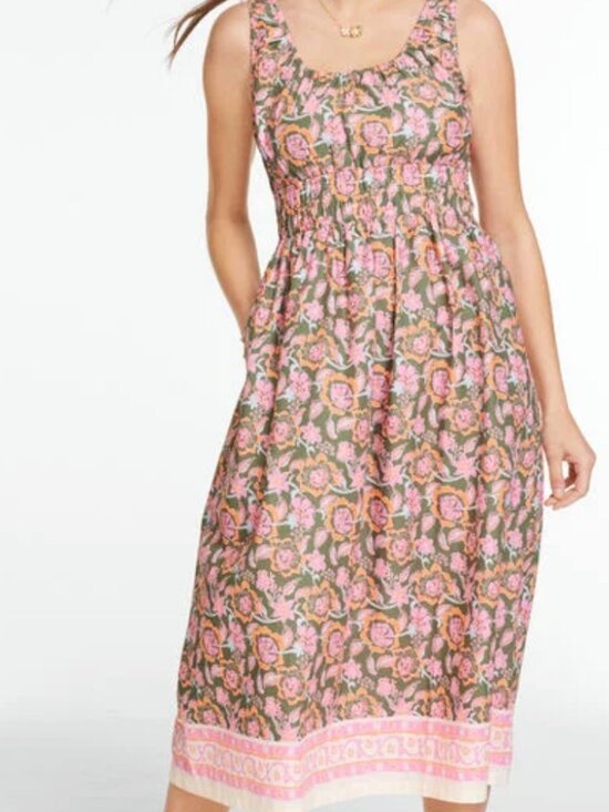 Talbots Dresses & Skirts - Smocked Waist Poplin Dress - Floral Vines NWT